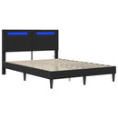 vidaXL Ágykeret LED szalagokkal fejtámlával Fekete 120 x 200 cm Műbőr