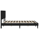 vidaXL Ágykeret LED szalagokkal fejtámlával Fekete 120 x 200 cm Műbőr