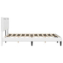 vidaXL Ágykeret LED szalagokkal fejtámlával Fehér 140 x 190 cm Műbőr