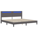 vidaXL Ágykeret LED szalagokkal fejtámlával Szürke 180 x 200 cm Műbőr