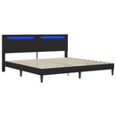 vidaXL Ágykeret LED szalagokkal fejtámlával Fekete 180 x 200 cm Műbőr