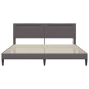 vidaXL Ágykeret LED szalagokkal fejtámlával Szürke 200 x 200 cm Műbőr
