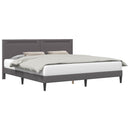 vidaXL Ágykeret LED szalagokkal fejtámlával Szürke 200 x 200 cm Műbőr