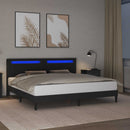 vidaXL Ágykeret LED szalagokkal fejtámlával Fekete 200 x 200 cm Műbőr