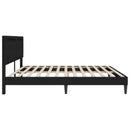 vidaXL Ágykeret LED szalagokkal fejtámlával Fekete 200 x 200 cm Műbőr