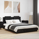 vidaXL Ágykeret támlával fejtámlával Fekete tölgy 160 x 200 cm Faanyag