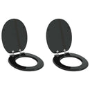vidaXL Lágy záródású WC ülőke 2 pcs Fekete 44 x 38 cm MDF lap