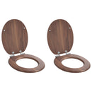 vidaXL Lágy záródású WC ülőke 2 pcs Barna 44 x 38 cm MDF lap