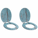vidaXL Lágy záródású WC ülőke 2 pcs Kék 44 x 38 cm MDF lap