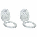 vidaXL Lágy záródású WC ülőke 2 pcs Kék és fehér porcelán 44 x 38 cm