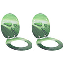 vidaXL Lágy záródású WC ülőke 2 pcs Zöld csepp 44 x 38 cm MDF lap