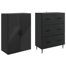 vidaXL Szekrény szett 2 pcs Fekete 66 x 34,5 x 90 cm Szerelt Fa