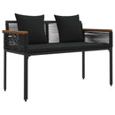 vidaXL Kerti pad párnával Fekete 117 x 54 x 74.5 cm polirattan