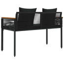 vidaXL Kerti pad párnával Fekete 117 x 54 x 74.5 cm polirattan