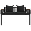 vidaXL Kerti pad párnával Fekete 117 x 54 x 74.5 cm polirattan