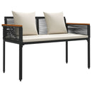 vidaXL Kerti pad Fekete és krémfehér 117 x 54 x 74.5 cm polirattan