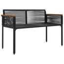 vidaXL Kerti pad Fekete és krémfehér 117 x 54 x 74.5 cm polirattan