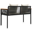 vidaXL Kerti pad Fekete és krémfehér 117 x 54 x 74.5 cm polirattan