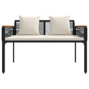 vidaXL Kerti pad Fekete és krémfehér 117 x 54 x 74.5 cm polirattan