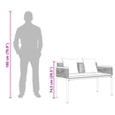vidaXL Kerti pad Fekete és krémfehér 117 x 54 x 74.5 cm polirattan
