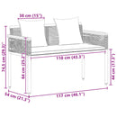 vidaXL Kerti pad Fekete és krémfehér 117 x 54 x 74.5 cm polirattan