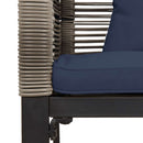 vidaXL Kerti pad Szürke és sötétkék 117 x 54 x 74.5 cm polirattan