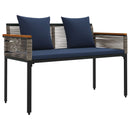 vidaXL Kerti pad Szürke és sötétkék 117 x 54 x 74.5 cm polirattan