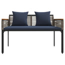 vidaXL Kerti pad Szürke és sötétkék 117 x 54 x 74.5 cm polirattan