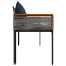 vidaXL Kerti pad Szürke és sötétkék 117 x 54 x 74.5 cm polirattan