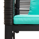 vidaXL Kerti pad Fekete és Türkiz 117 x 54 x 74.5 cm polirattan