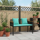 vidaXL Kerti pad Fekete és Türkiz 117 x 54 x 74.5 cm polirattan