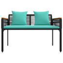 vidaXL Kerti pad Fekete és Türkiz 117 x 54 x 74.5 cm polirattan