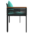 vidaXL Kerti pad Fekete és Türkiz 117 x 54 x 74.5 cm polirattan