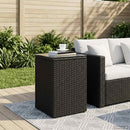 vidaXL Oldal asztal Fekete 35 x 35 x 70 cm polirattan