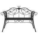 vidaXL Kerti pad 2-Ülőhelyek száma 130 x 47 x 90 cm Acél Fekete