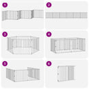 vidaXL Kutya Kapu 6 pcs Fekete 100 x 80 cm Horganyzott acél