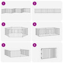 vidaXL Kutya Kapu 6 pcs Fekete 100 x 60 cm Horganyzott acél