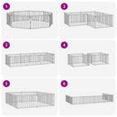 vidaXL Kutya Kapu 8 pcs Fekete 100 x 60 cm Horganyzott acél