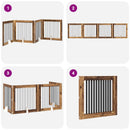 vidaXL Összecsukható kutyakerítés állványokkal 4 pcs Antik Fa 401 cm