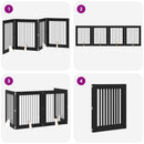 vidaXL Összecsukható kutyakerítés állványokkal 4 pcs Fekete Tölgy