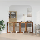 vidaXL Összecsukható kutyakerítés állványokkal 4 pcs Antik Fa 321 cm