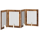 vidaXL Összecsukható kutyakerítés állványokkal 4 pcs Antik Fa 321 cm