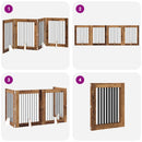 vidaXL Összecsukható kutyakerítés állványokkal 4 pcs Antik Fa 321 cm