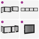 vidaXL Összecsukható kutyakerítés állványokkal 4 pcs Fekete Tölgy