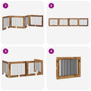 vidaXL Összecsukható kutyakerítés állványokkal 4 pcs Antik Fa 401 cm