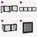 vidaXL Összecsukható kutyakerítés állványokkal 4 pcs Fekete Tölgy