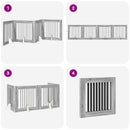 vidaXL Összecsukható kutyakerítés állványokkal 4 pcs Szürke Sonoma
