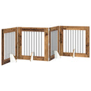 vidaXL Összecsukható kutyakerítés állványokkal 4 pcs Antik Fa 321 cm