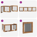 vidaXL Összecsukható kutyakerítés állványokkal 4 pcs Antik Fa 321 cm