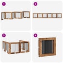 vidaXL Összecsukható kutyakerítés állványokkal 6 pcs Antik Fa 482 cm